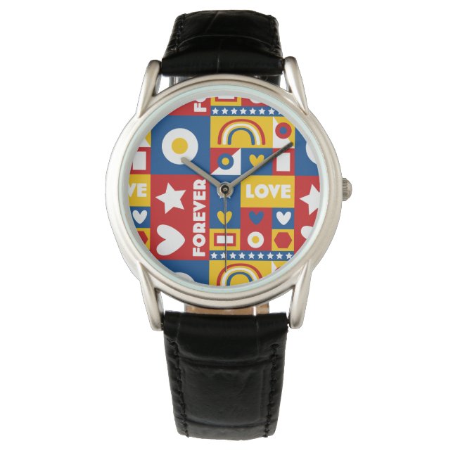 Relógio "Forever Love Pop Art Design Watch" (Frente)