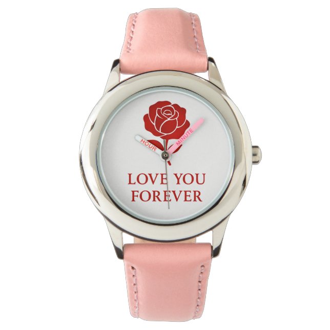 Relógio Forever Love Rose Elegant Romantic Valentine day (Frente)