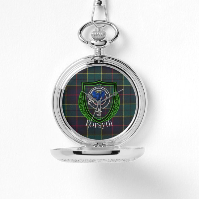 Relógio Forsyth Scottish Clan Tartan & Crest (Frente)