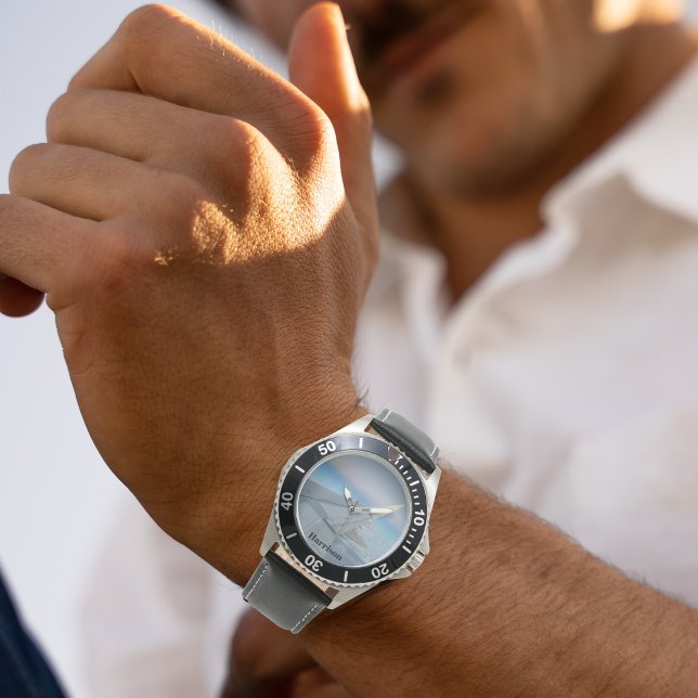 Relógio Foto da asa da aeronave legal, céu, personalizado (Criador carregado)