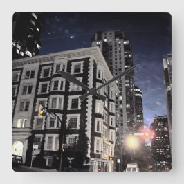 Relógio foto de cidade a noite