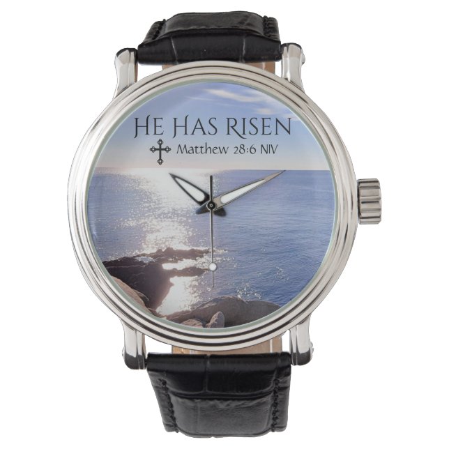 Relógio Foto do Cristo do Oceano com Páscoa Versa Bíblia R (Frente)