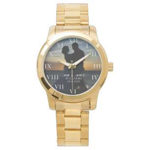 Relógio Foto Elegante Moderna Casamento de Nova Guerra