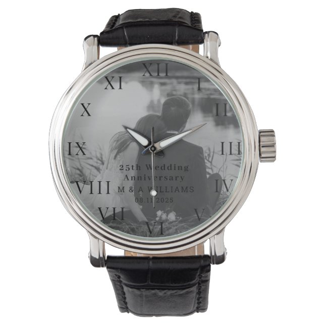 Relógio Foto Moderna do Aniversário de Casamento 25 50 (Frente)
