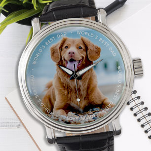 Relógio Foto personalizada de cachorro do melhor Pai do mu