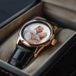 Relógio Foto personalizada do aniversário<br><div class="desc">Design elegante com uma foto personalizada perfeita para presentes de Natal,  como presente de Dia de os pais,  aniversário de casamento,  etc.</div>