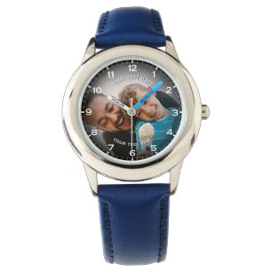 Relógio Foto Personalizada Moderna & Texto Personalizado p