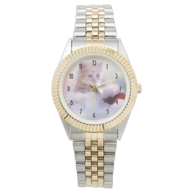 Relógio Fotografia de Kitten de Natal (Frente)