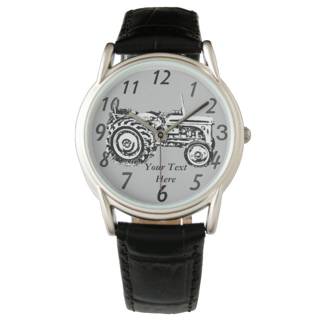Relógio fotografia do trator de massey fergison da Cinza v (Frente)