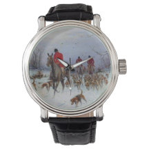 Fox Hunt Huntsmen e Hounds voltando para casa