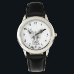 Relógio Fox Kid de Cor de Água Personalizada<br><div class="desc">Relógio de raposa aquosa, personalizado para meninos ou meninas. Pulseira para Relógio Preta. De volta à escola ou presente de Natal. Escolha a cor da sua banda de monitorização e adicione apenas o seu nome.</div>