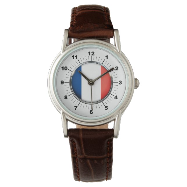 Relógio França feminina F Clássica Leather Strap Watch (Frente)
