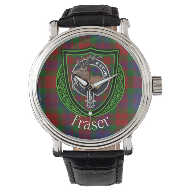 Relógio Fraser Scottish Clan Tartan & Crest (Frente)