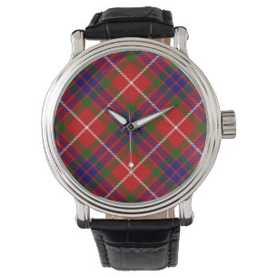 Relógio Fraser tartan vermelha, xadrez púrpura azul