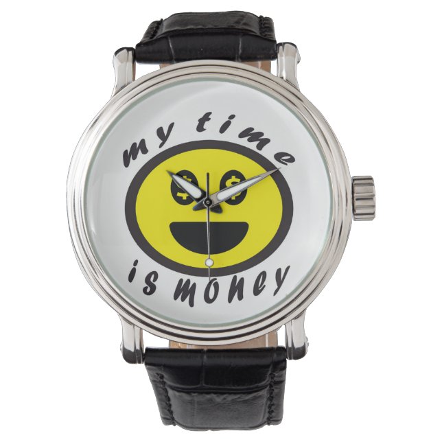 Relógio frases  positivas emoji my time is money (Frente)