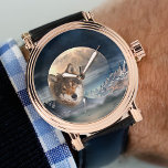 Relógio Full Moon Fantasy Landscape Wolf Watch<br><div class="desc">Relógio masculino com uma paisagem de fantasia mágica pintada com lua de cheio e lobo.</div>