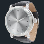 Relógio Fundo de cinzas de prata com aspecto metálico<br><div class="desc">Simples cinza prateada de fundo metálico falso. Números pretos.</div>
