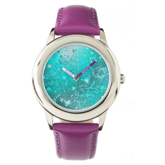 Relógio Fundo do Mint Turquoise Foil (Frente)