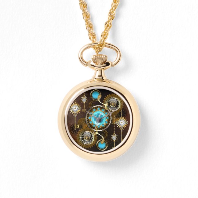 Relógio Fundo Rusty Steampunk com Lentes Turquesa (Frente)