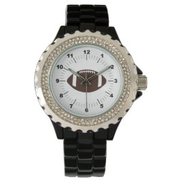 Relógio Futebol feminino Rhinestone Black Enamel Watch