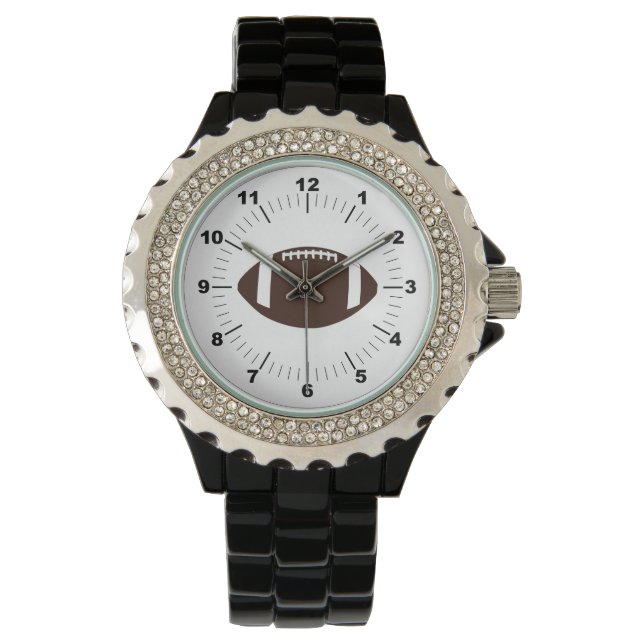Relógio Futebol feminino Rhinestone Black Enamel Watch (Frente)