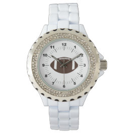 Relógio Futebol feminino Rhinestone White Enamel Watch