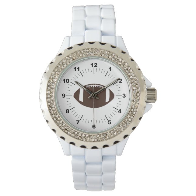Relógio Futebol feminino Rhinestone White Enamel Watch (Frente)