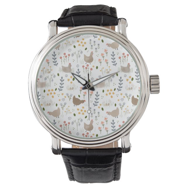 Relógio Galinha Adolescente Farmácia Animal Bonito Floral (Frente)