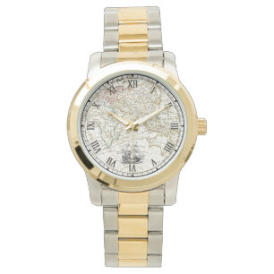 Relógio Galleon Sailing Ship ~ 1789 Mapa do Hemisfério Les