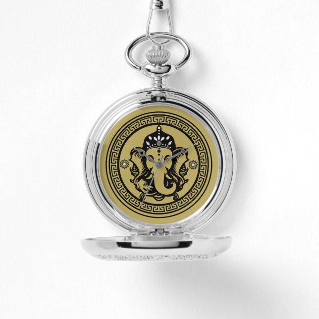 Relógio Ganesha Themed Hindu Art Print (Frente)