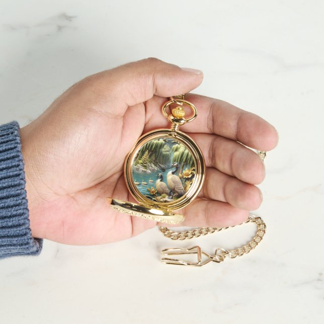 Relógio Gansos do Canadá em meio aos chorões (Mão)