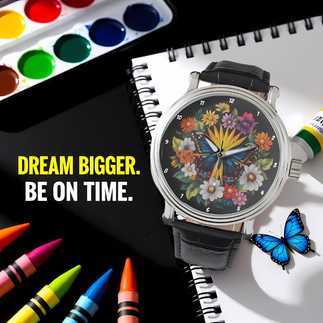 Relógio Garden Symphony" - Floral Butterfly  (Criador carregado)