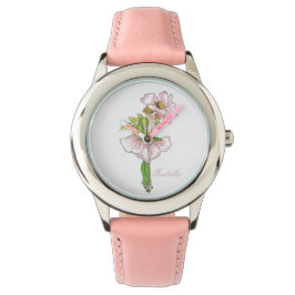 Relógio Garota Brito Rosa de Flor Cute Menina Floral Engra