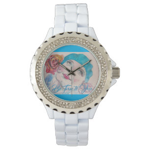 Relógio Garota com Beret Rosa vermelha É Verdade Que Voc