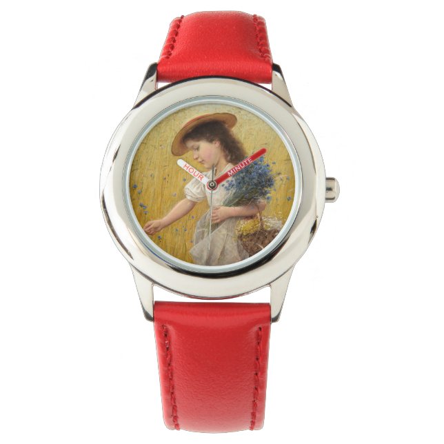 Relógio Garota jovem em um campo de trigo (Frente)