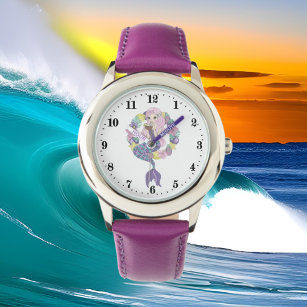 Relógio garotas bonitas de sereia de praia