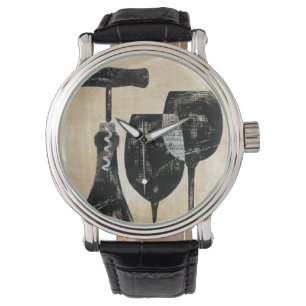 Relógio Garrafa de Vinho com Dois Óculos