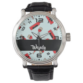 Relógio Garrafas de vinho tinto e padrão de óculos