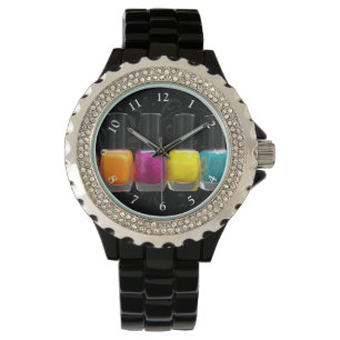 Relógio Garrafas Poloneses Coloridas, Salão-unhas