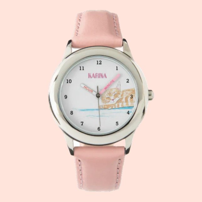 Relógio Gatinho Gelado Tabby Cat Animal Girly Kids (Criador carregado)