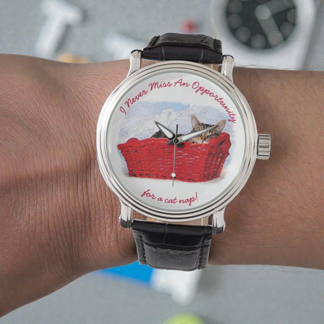 Relógio Gatinho Que Dorme Engraçado, Personalizado Em Foto (Cute kitten photo watch face)