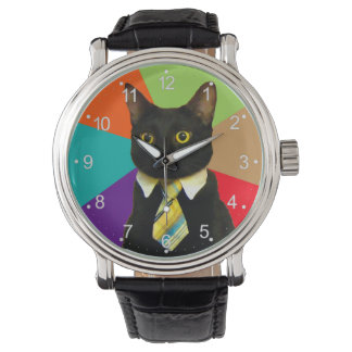 Relógio Gato-chefe na gravata