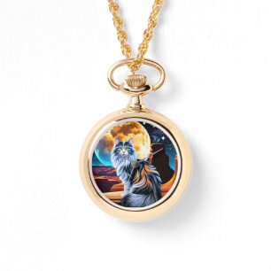 Relógio Gato de Calico diluído, na Lua do Deserto