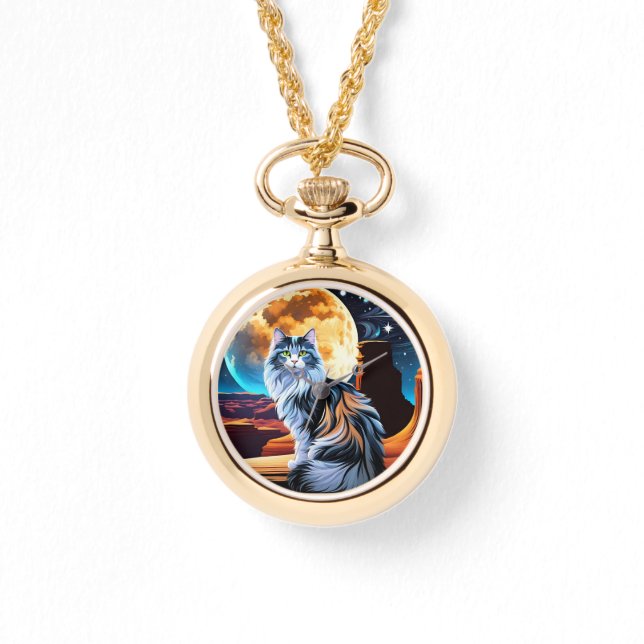 Relógio Gato de Calico diluído, na Lua do Deserto (Frente)