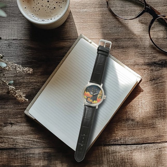 Relógio Gato Negro de Halloween (Criador carregado)