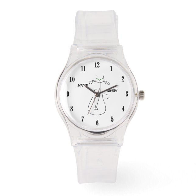 Relógio Gato Preto-Viciado Em Vaca-Vaca Curva Texto Person (Frente)