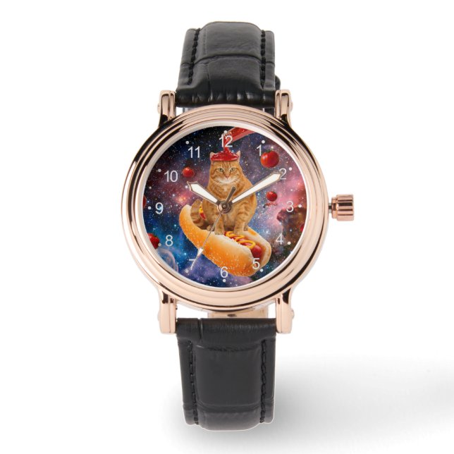 Relógio Gato, tomate e cachorros-quentes (Frente)