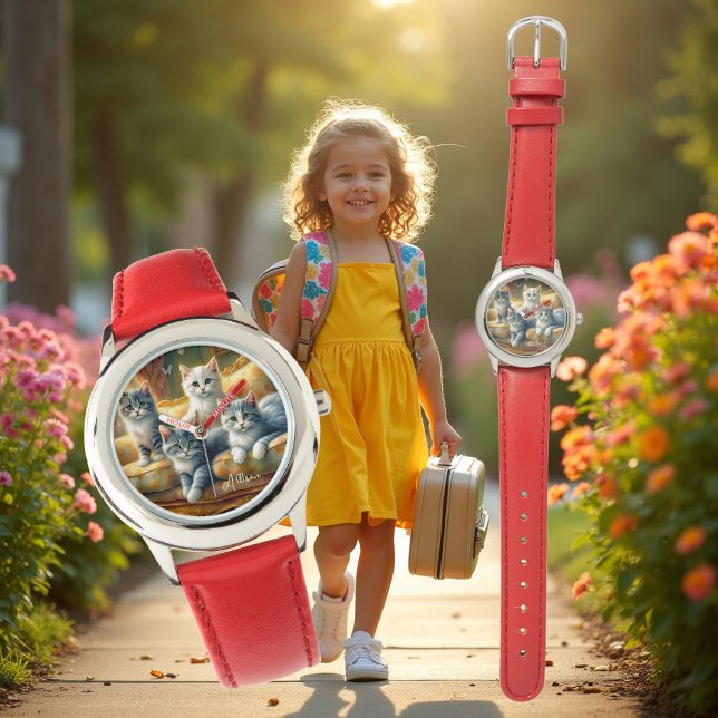 Relógio Gatos no sofá - cena fofa no visual da safra (Criador carregado)