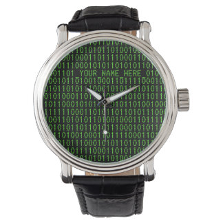 Relógio Geek Watch #3 Binary_YOUR_NAME_HERE_