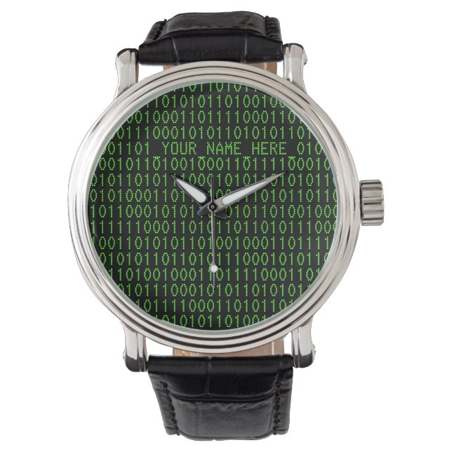 Relógio Geek Watch #3 Binary_YOUR_NAME_HERE_ (Frente)